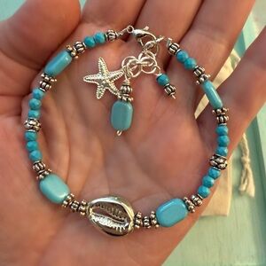 Turquoise and Silver Charm Bracelet
